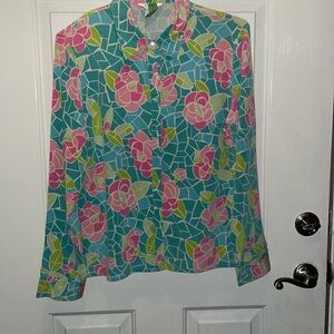 Lilly Pulitzer Size L silk button down blouse.